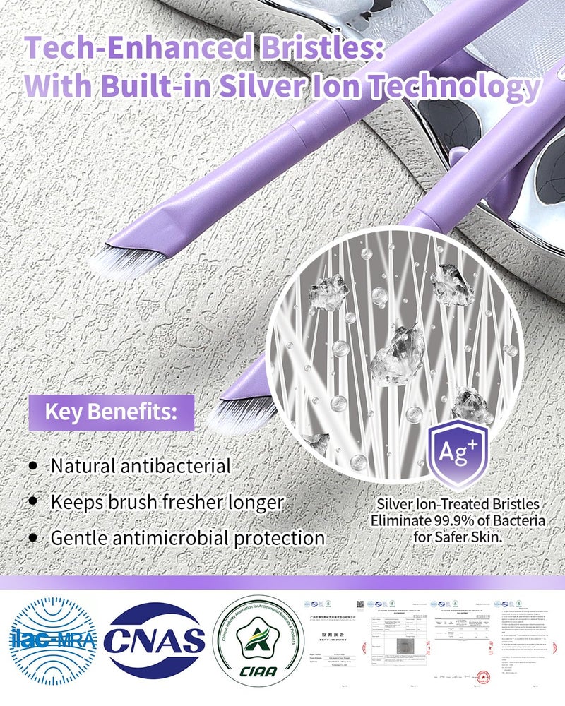 EIGSHOW Eyeliner Brush, Sickle Angled Gel Eyeliner Brush with Silver Ion Bristles, Ultra Thin Eye Makeup Brushes for Precise Eye Liner, Eyebrow (E865MP) - Image 3